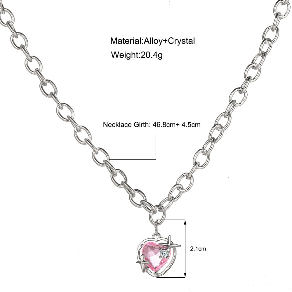 Damen Halskette mit herzförmigem Kristall und eleganter Spiralauflage Shop Nory