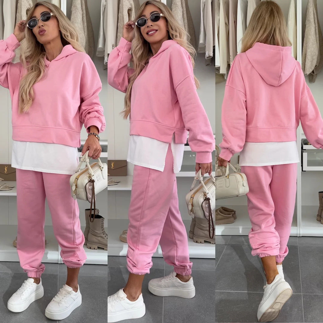 Damen Oversized Hoodie- und Jogging-Set aus Bio-Baumwolle mit Cropped-Sweat und elastischer Bündchenhose Shop Nory