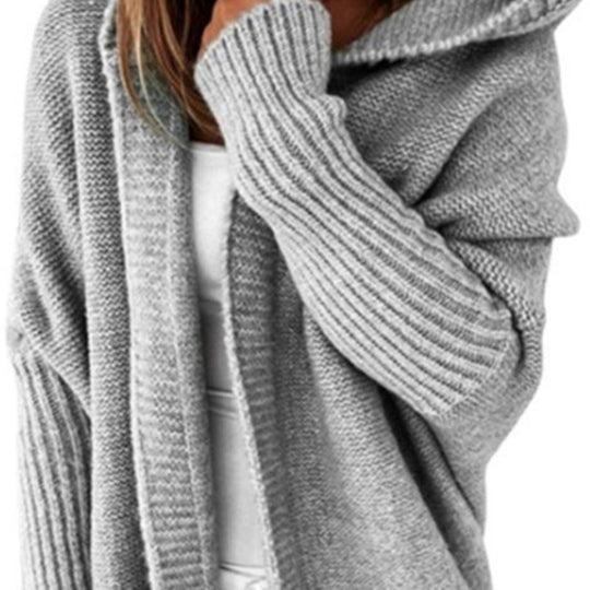 Damen Longline Kapuzen-Strickcardigan mit offener Front Shop Nory