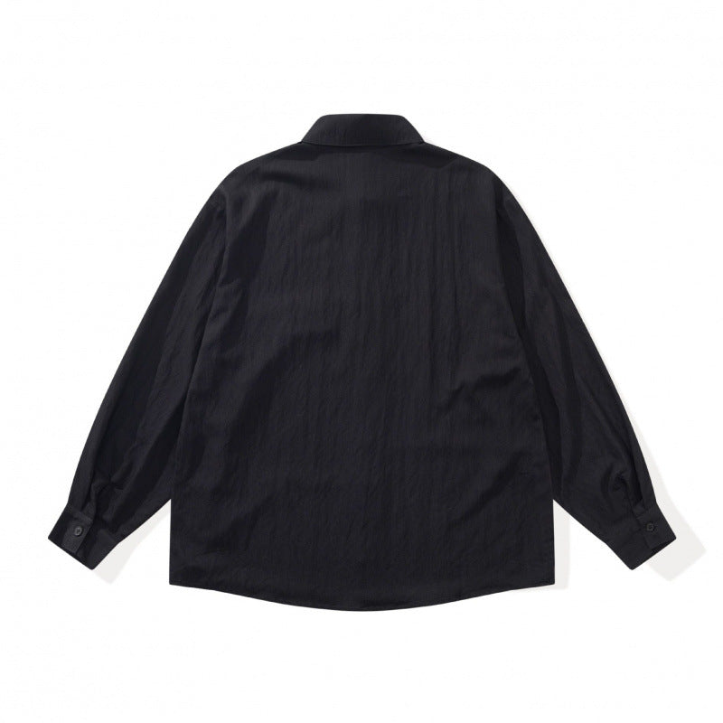 Unisex Oversize-Hemdjacke im Patchwork-Look mit Kentkragen und Brusttasche Shop Nory