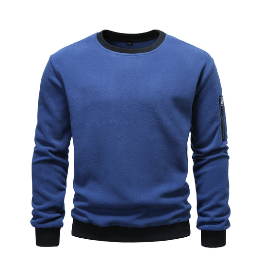 Herren nan Fleece-Sweatshirt mit Rundhalsausschnitt und Ärmeltasche mit Reißverschluss Shop Nory
