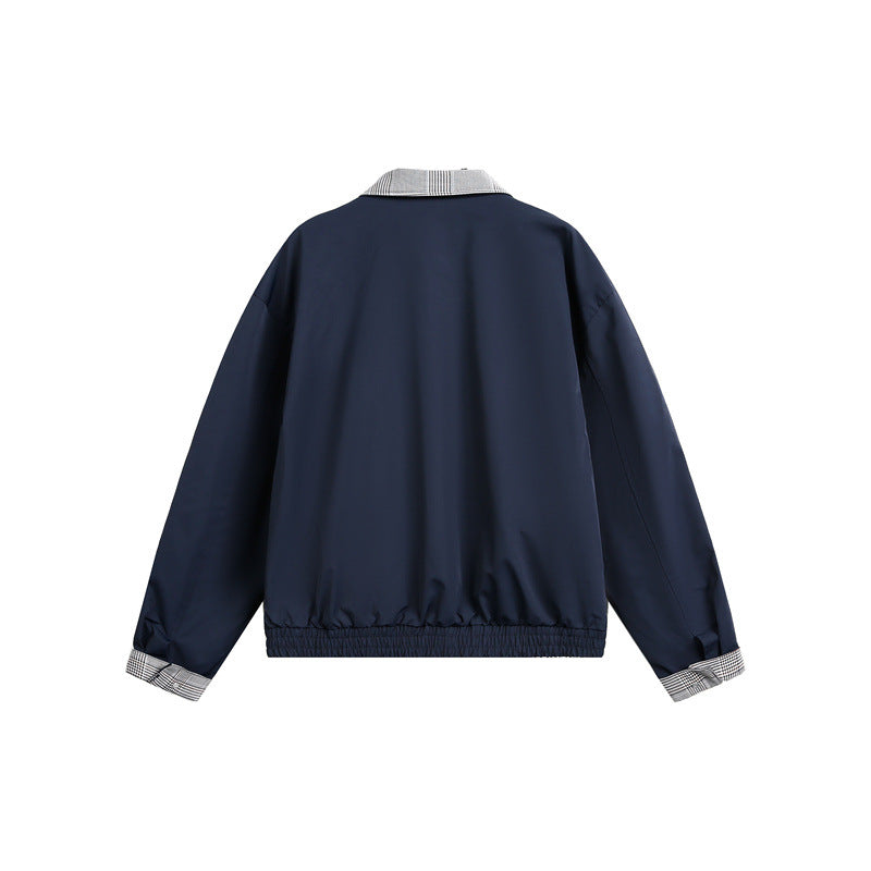 Herren leichte Übergangsjacke mit Karokrragen, Umschlagärmel und elastischem Saum Shop Nory