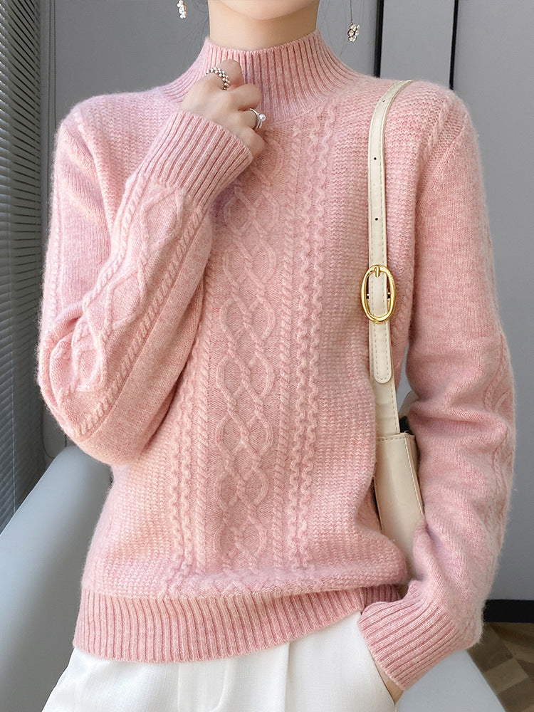 Damen Weicher Zopfstrick-Mockneck-Pullover mit leichtem Mohair-Effekt Shop Nory