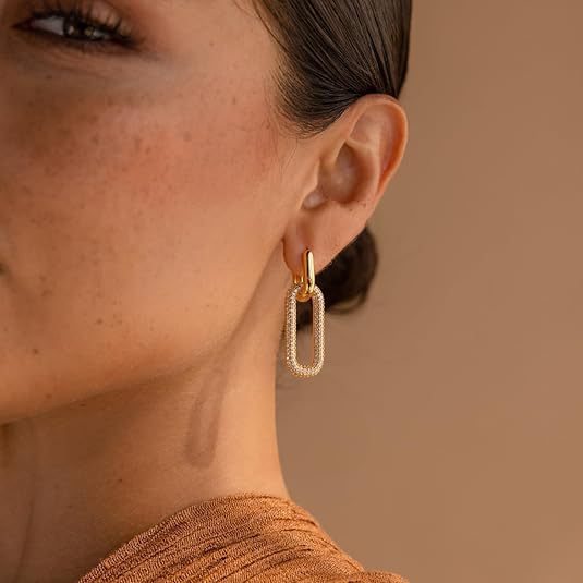Damen Ohrhänger mit funkelndem Zirkonia und luxuriösem Glieder-Design Shop Nory