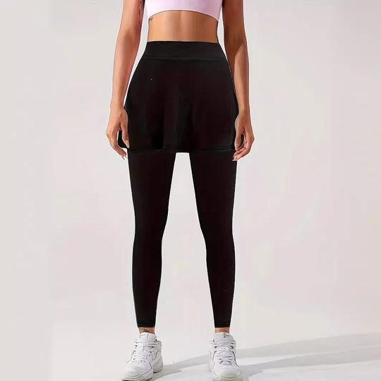 Damen High‑Waist Leggings mit angesetztem Rock‑Overlay Shop Nory