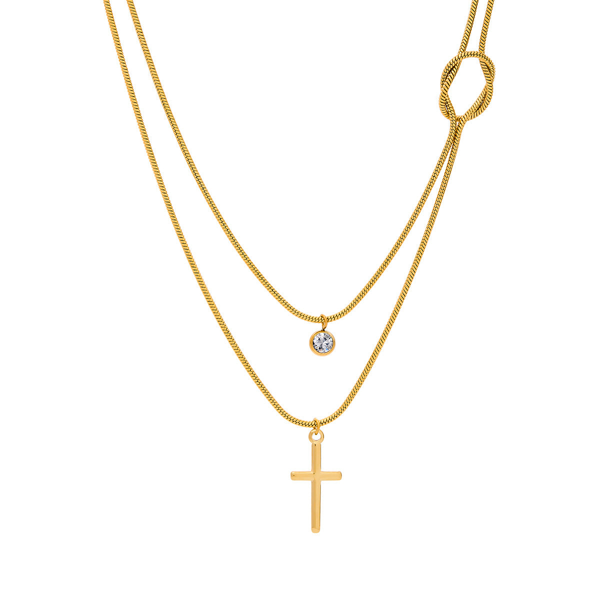 Damen Mehrlagige Halskette mit Kreuz-Anhänger aus hypoallergenem Edelstahl Shop Nory
