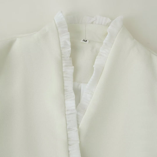 Damen Kurz-Bolerojacke mit Rüschensaum und Plissée‑Manschetten Shop Nory