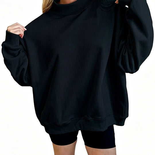 Damen Oversize Sweatshirt mit Stehkragen und Ballonärmeln Shop Nory