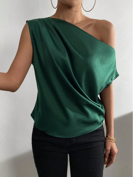 Damen Elegantes, schulterfreies Satinoberteil