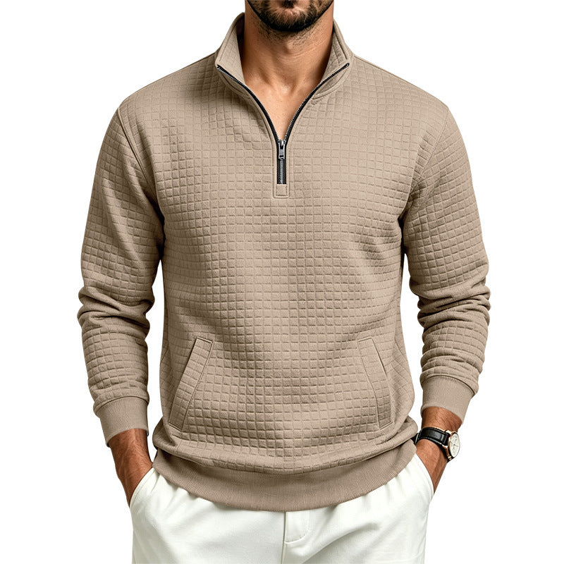 Herren Gesteppter Halbzip-Sweat mit Stehkragen und Kängurutasche Shop Nory