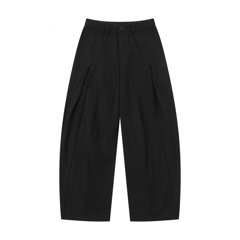 Damen Weite Culotte-Hose mit elastischem Bund, dekorativen Falten und geschwungenen Nahtdetails Shop Nory