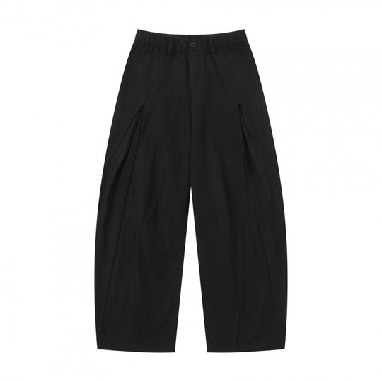Damen Weite Culotte-Hose mit elastischem Bund, dekorativen Falten und geschwungenen Nahtdetails Shop Nory