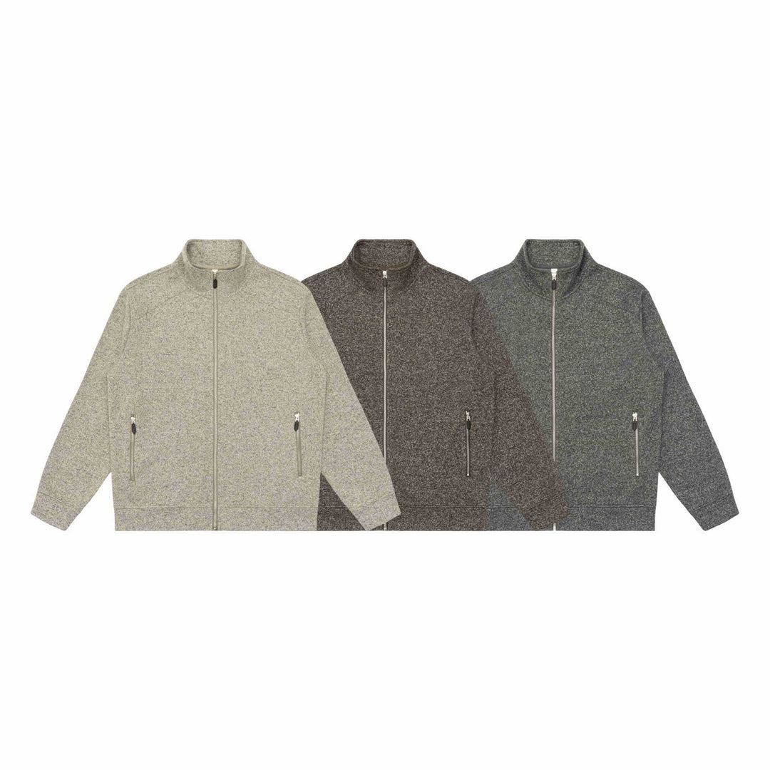 Damen Zipjacke aus meliertem Teddy-Fleece mit Stehkragen und Reißverschlusstaschen Shop Nory