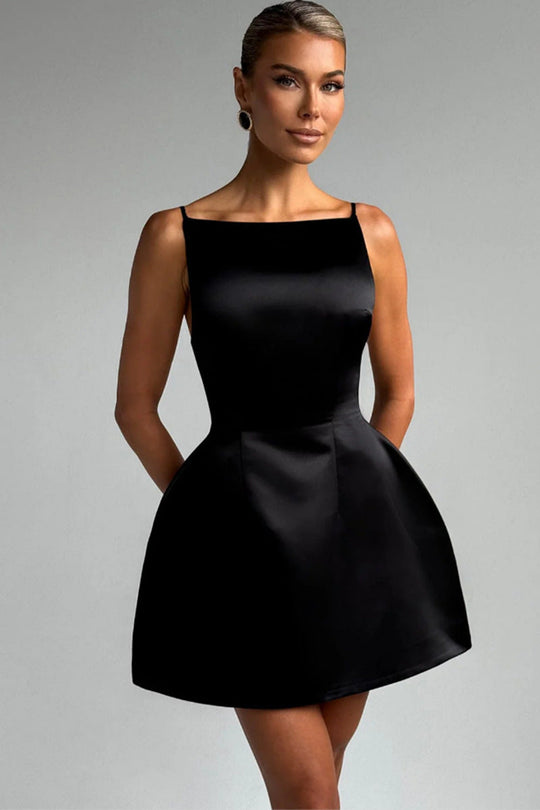 Damen Figurbetontes Cocktailkleid mit elegantem Ausschnitt und schwingendem Rock