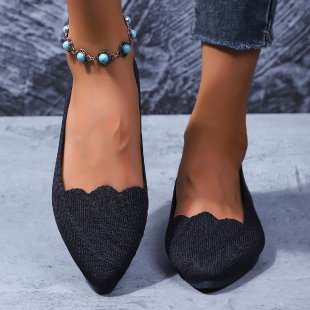 Damen Ballerinas mit eleganter Spitzenstruktur