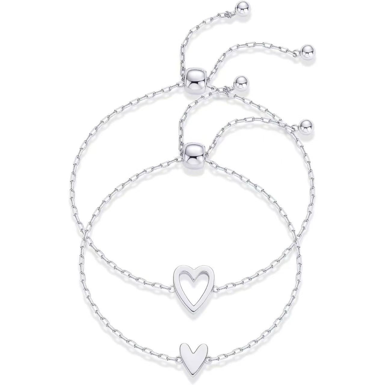 Damen Armbandset mit filigranen Herzmotiven und einstellbarem Verschluss Shop Nory
