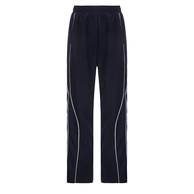Damen nan sportive Trainingshose mit geradem Bein, elastischem Komfortbund und dekorativen Seitenpaspeln Shop Nory