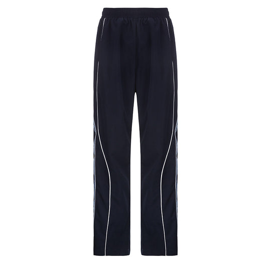 Damen nan sportive Trainingshose mit geradem Bein, elastischem Komfortbund und dekorativen Seitenpaspeln Shop Nory