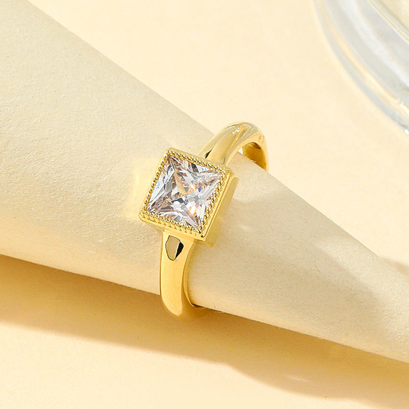 Damen eleganter Ring mit quadratischem Zirkonia Shop Nory