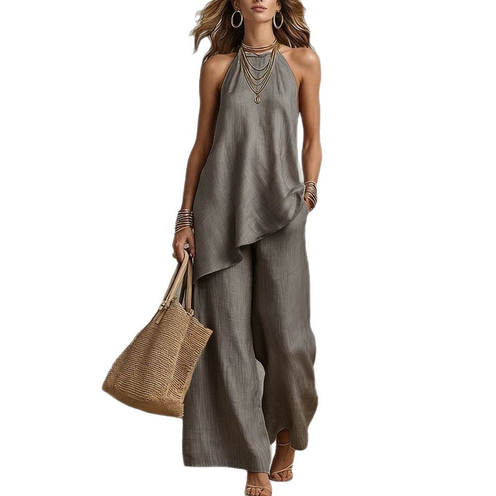 Damen luftiger Jumpsuit mit asymmetrischem Schnitt