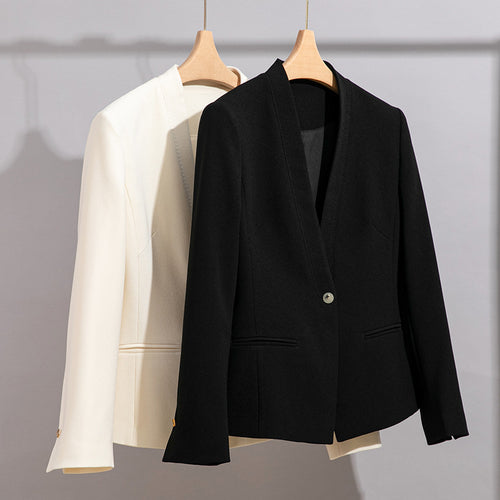 Damen Figurbetonter Ein-Knopf-Blazer mit minimalistischer V-Front und Einschubtaschen Shop Nory