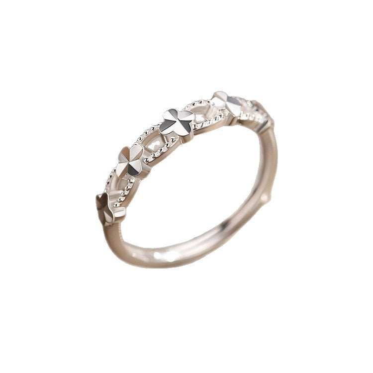 Damen filigraner Ring mit floralem Design und funkelnden Akzenten Shop Nory