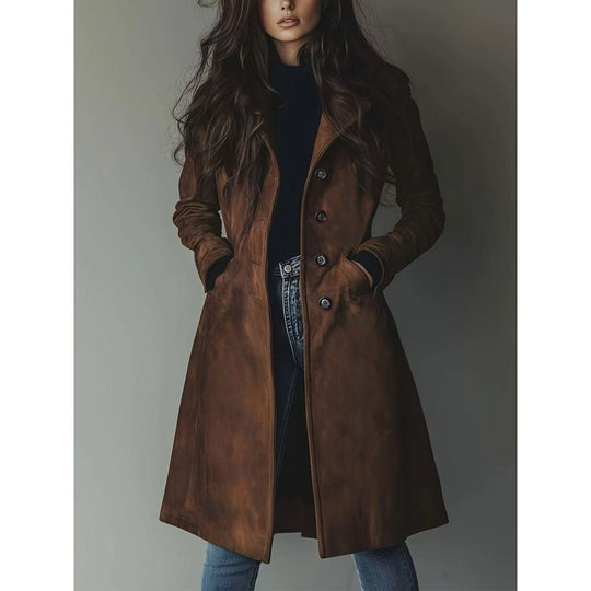 Damen Longline Wollmix-Mantel mit tailliertem Schnitt, Reverskragen und Pattentaschen Shop Nory