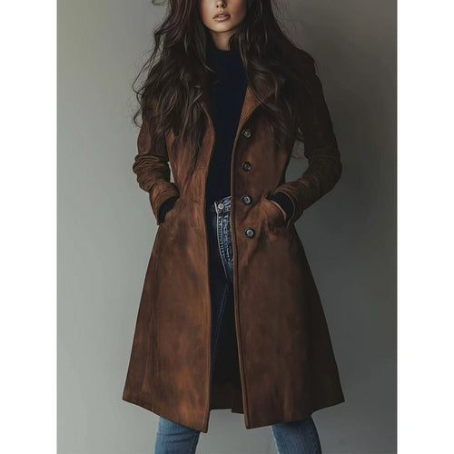 Damen Longline Wollmix-Mantel mit tailliertem Schnitt, Reverskragen und Pattentaschen Shop Nory