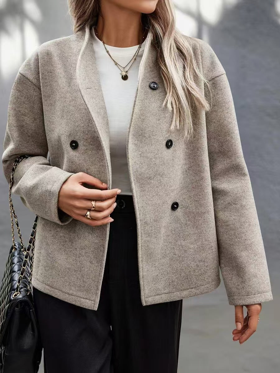 Damen Elegante und zeitlose wollene Blazerjacke