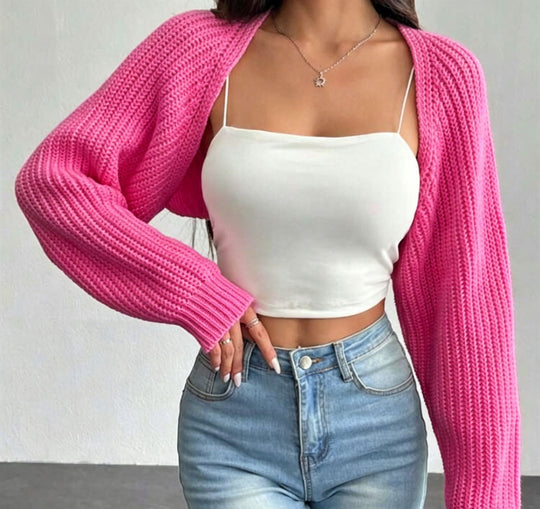 Damen Kurzbolero aus grobem Rippstrick mit Oversized-Ärmeln Shop Nory