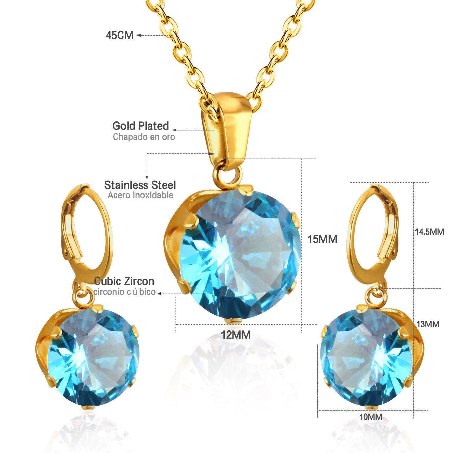 Damen Schmuckset mit funkelndem Zirkonia-Anhänger und Ohrringen aus hochwertigem Edelstahl Shop Nory