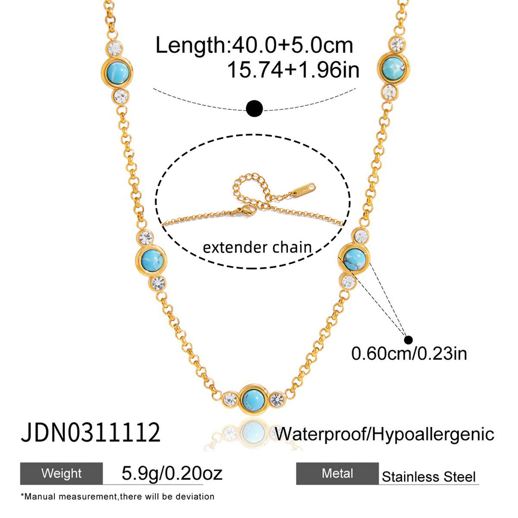 Damen Halskette mit elegantem turquoise und zirkonia Akzent Shop Nory