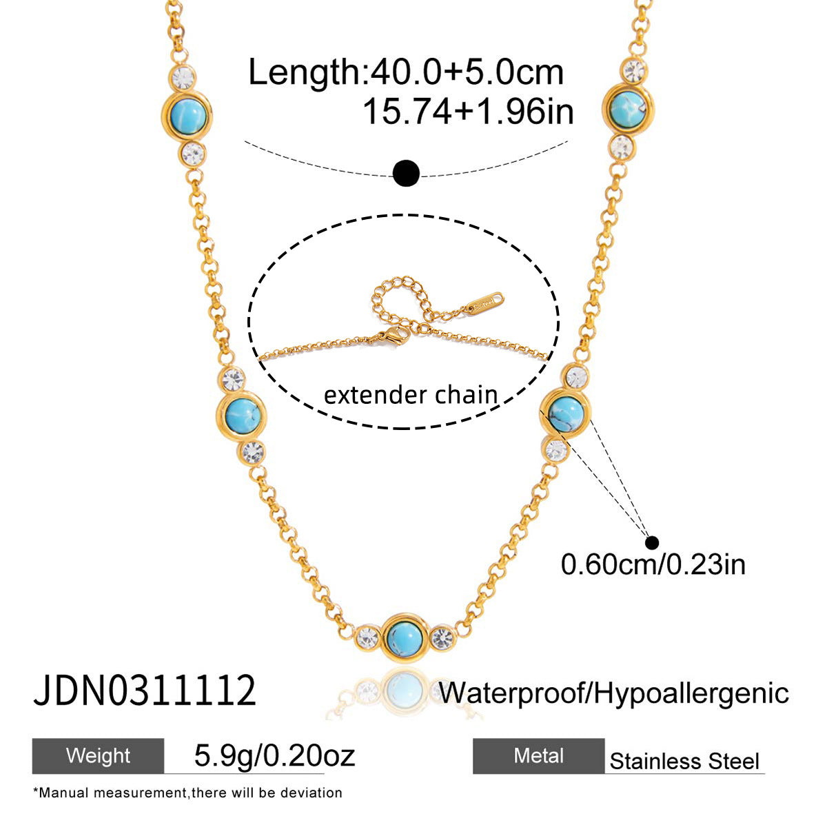 Damen Halskette mit elegantem turquoise und zirkonia Akzent Shop Nory