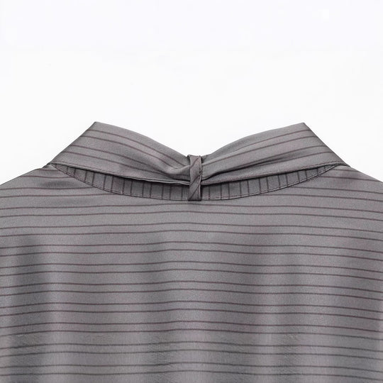 Damen Oversize Seidenähnliche Bluse mit Schluppe und Brusttaschen Shop Nory