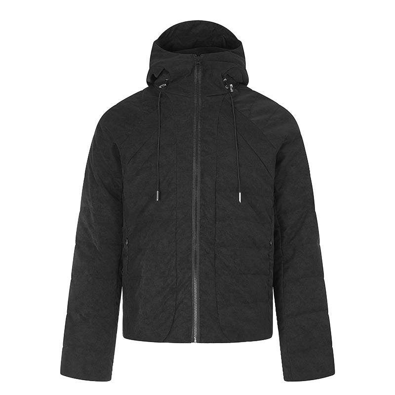 Herren wattierte Kurz-Steppjacke mit Kapuze, Tunnelzug und durchgehendem Reißverschluss Shop Nory