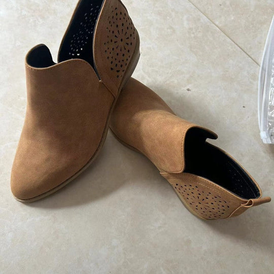 Damen Elegante Ankle Boots mit luftiger Lochmuster-Optik