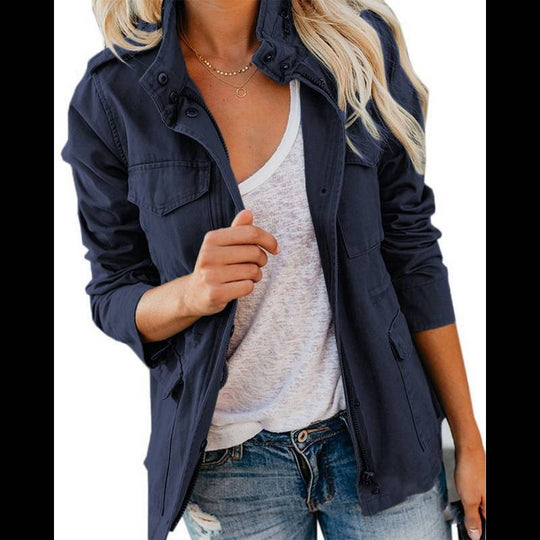 Damen Utility-Fieldjacke mit Stehkragen, aufgesetzten Taschen und Taillenzug Shop Nory
