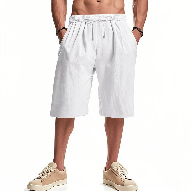 Herren nan lässige Bermudashorts aus Baumwollmix mit elastischem Bund Kordelzug und Seitentaschen