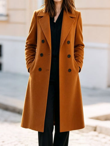 Damen Klassischer Doppelreihiger Wollmix-Mantel mit konturierter Taille Shop Nory