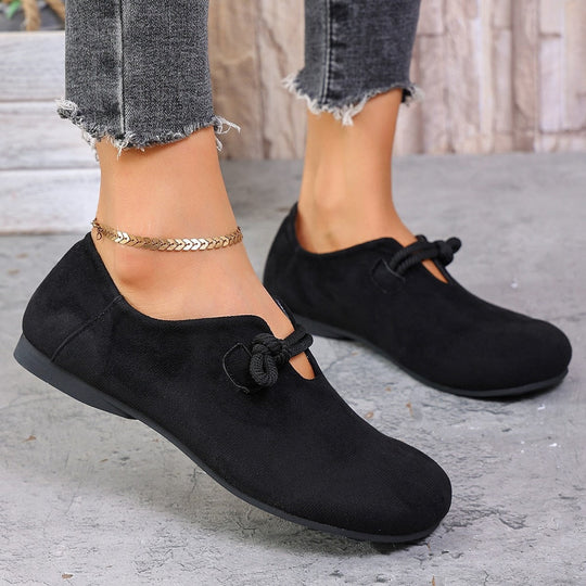 Damen bequeme und elegante Slipper mit modischen Schnürdetails