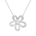 Damen Halskette mit filigranem Blumenanhänger und funkelnden Kristallelementen Shop Nory
