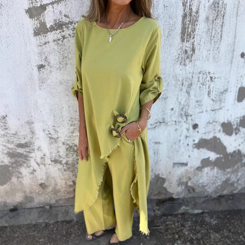 Damen Oversize Strandkleid mit Knopfdetails