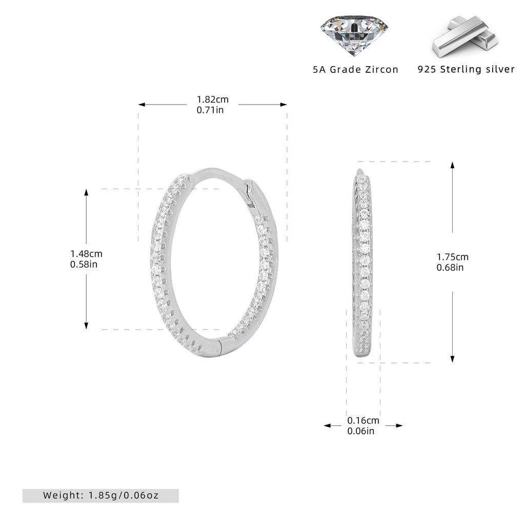 Damen Creolenohrringe mit funkelndem Zirkonbesatz aus 925 Sterling Silber Shop Nory