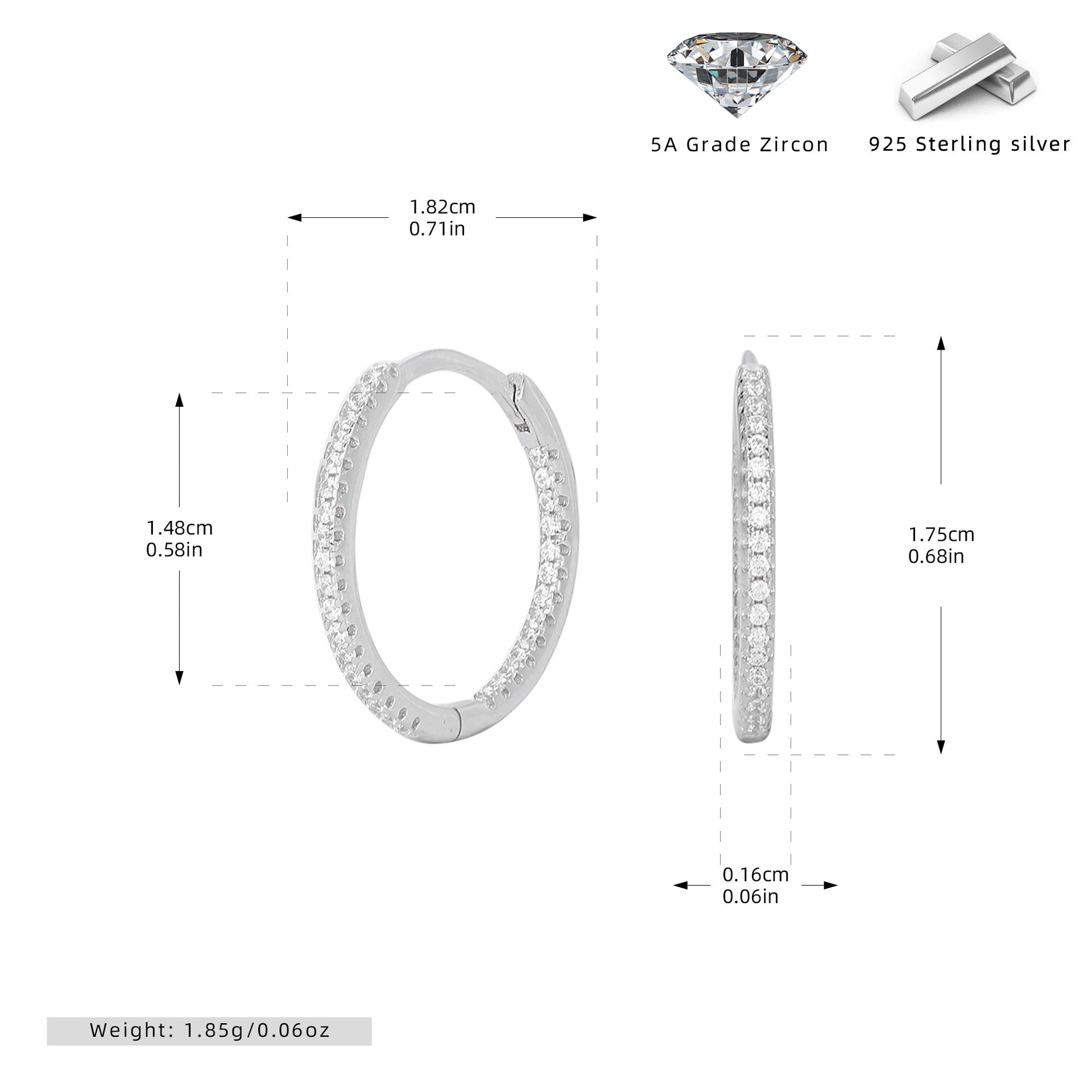 Damen Creolenohrringe mit funkelndem Zirkonbesatz aus 925 Sterling Silber Shop Nory