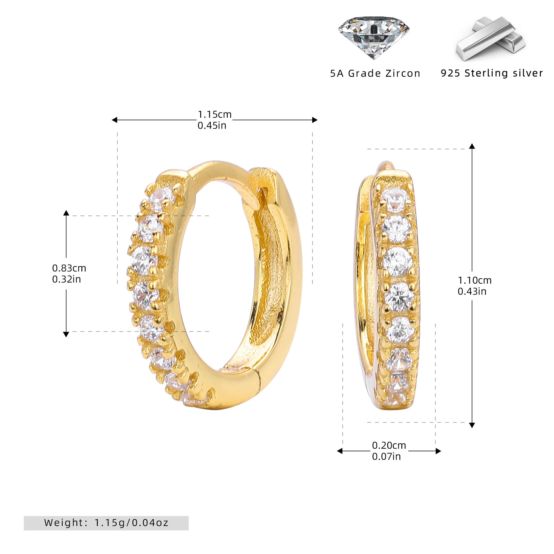 Damen Creolenohrringe mit funkelnden Zirkonstein-Akzenten aus hochwertigem 925 Sterling Silber Shop Nory