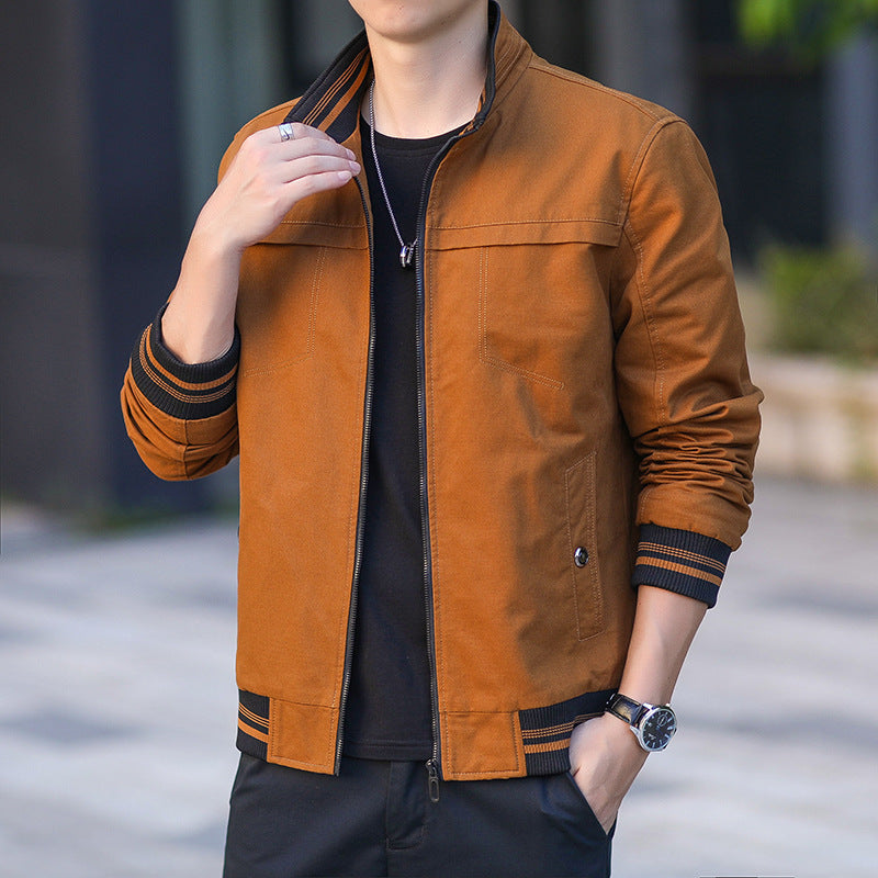 Herren sportliche Bomberjacke mit Stehkragen, Reißverschluss und kontrastierenden Rippbündchen Shop Nory