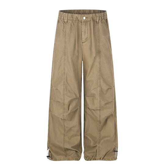 Damen Weite Canvas-Cargo-Palazzo-Hose mit elastischem Komfortbund und verstellbarem Saum Shop Nory