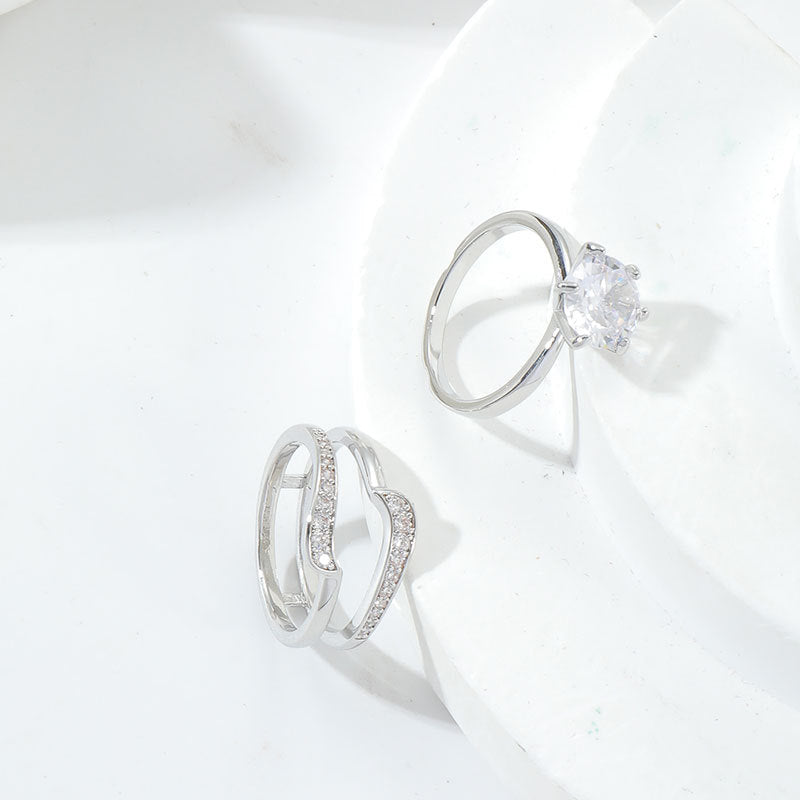 Damen Funkelnder 3-reihiger Ring mit Kristall-Elementen Shop Nory