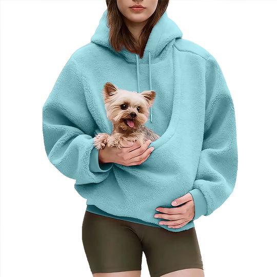 Damen nan Oversize Sherpa-Hoodie mit integriertem Haustiertaschen-Design Shop Nory