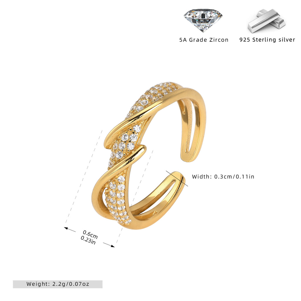 Damen Ring mit geschwungenem Design und funkelndem Zirkonbesatz Shop Nory
